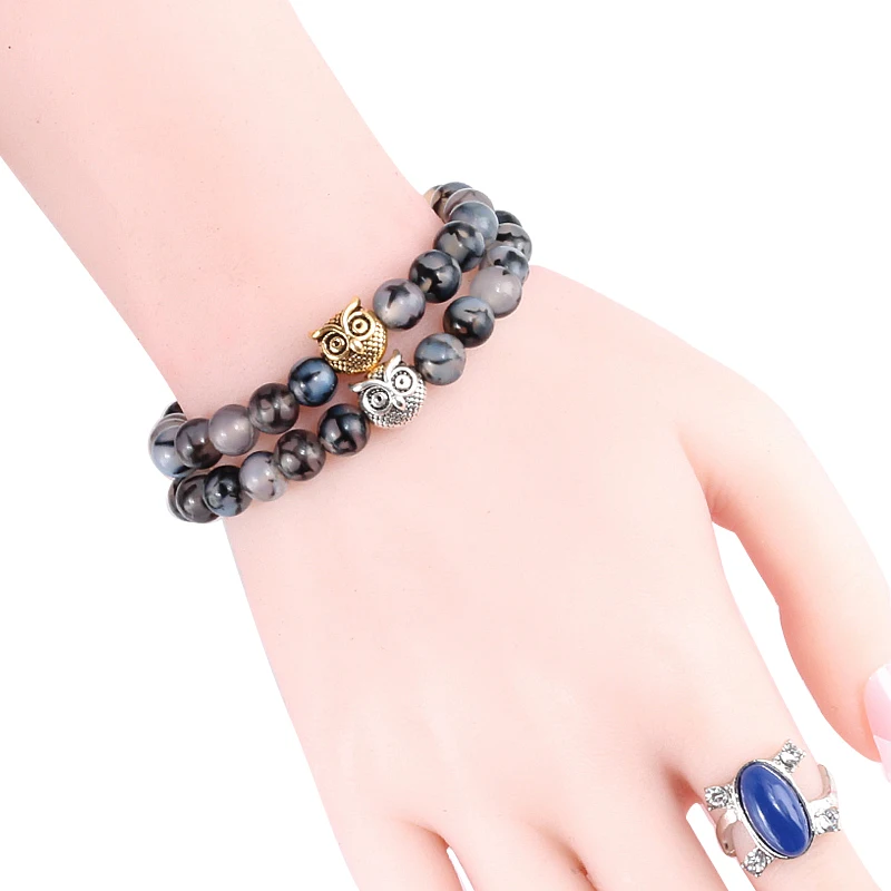 Трендовые браслеты с бусинами Совы и очаровательный натуральный черный