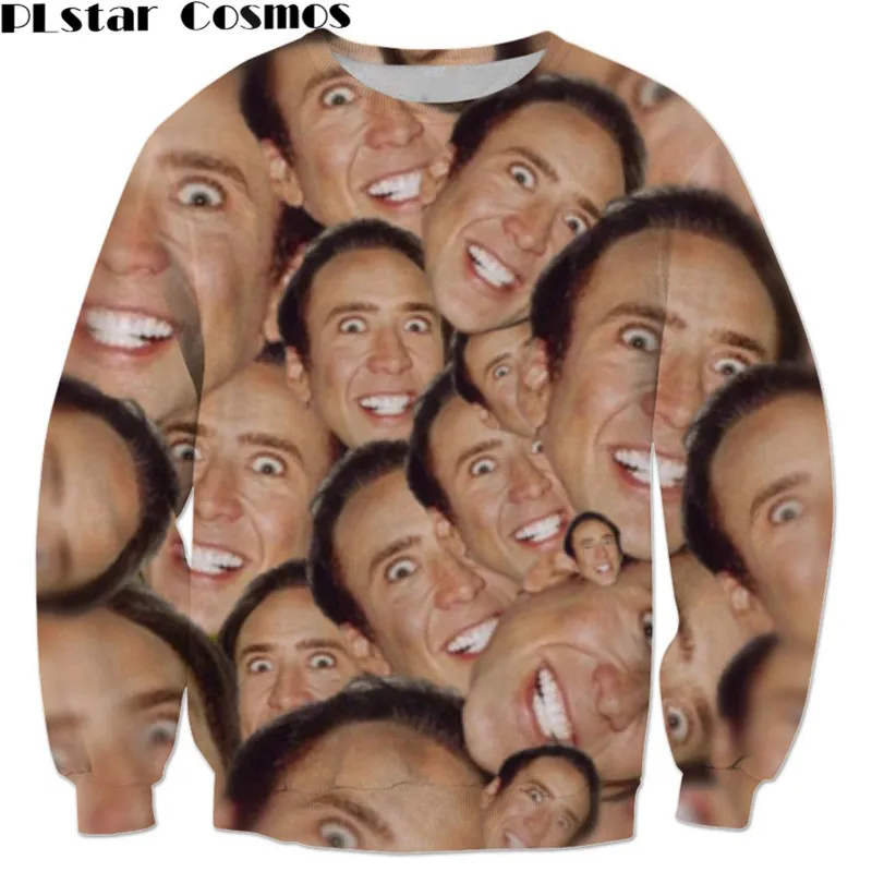 

sweatshirt Fashion tracksuit Nicolas cage Crazy funny Stare at you print 3d sweatshirt men/women top size S-5XL Drop shipping