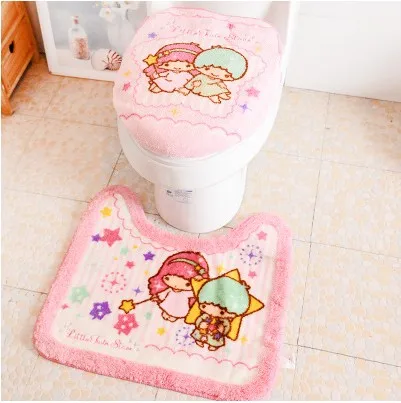 Star 02 Рисунок «Hello Kitty»/Мелодия Ванная комната плюшевые туалетный комплект крышка Туалет чехол для сиденья коврик для ванной комнаты крышка на унитаз крышку 3 шт./компл. Туалетная Подушка сиденья кольцо - Цвет: Star 02