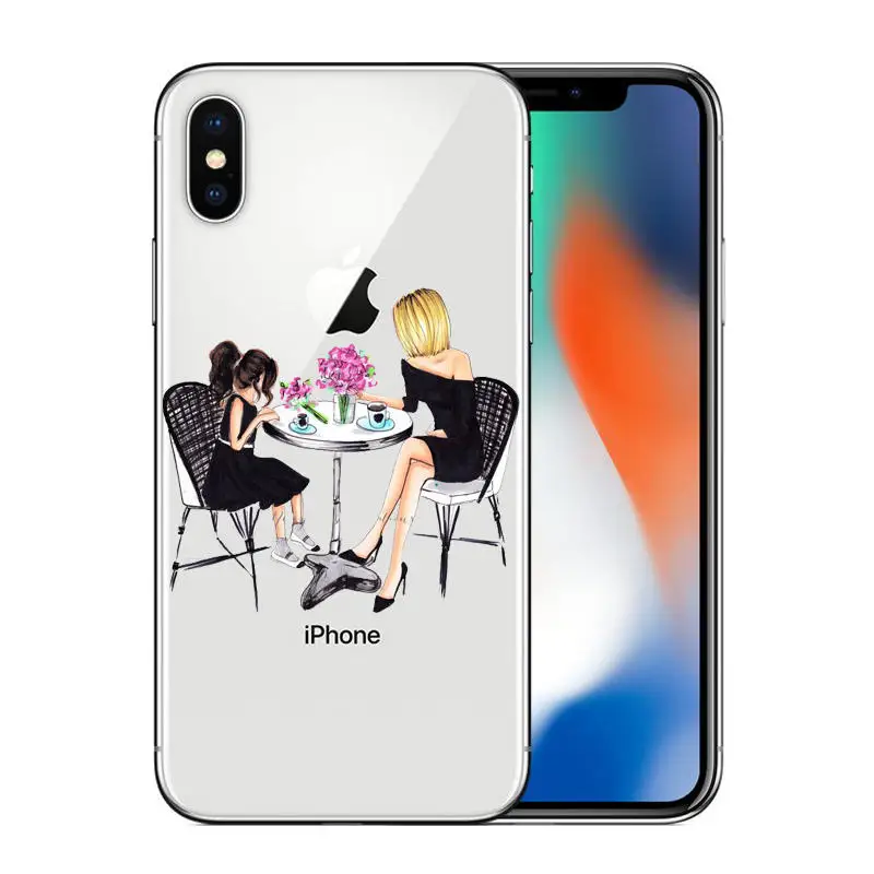 Модный черный коричневый Чехол для мамы девочки королевы 01 IPhone X XS Max XR 8 7 6 6s Plus 5 5S SE