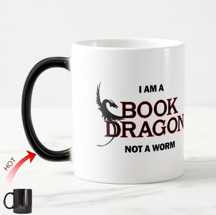Новинка Волшебная чашка I Am A Book Dragon Not Worm забавные кофейные кружки с драконом