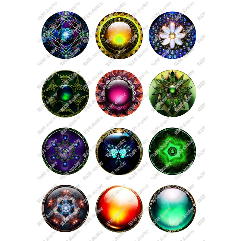 

24pcs/lot Round Gem Pattern Glass Cabochon 12mm 10mm 14mm 16mm 18mm 20mm 25mm DIY Jewelry Making Findings & Components T120