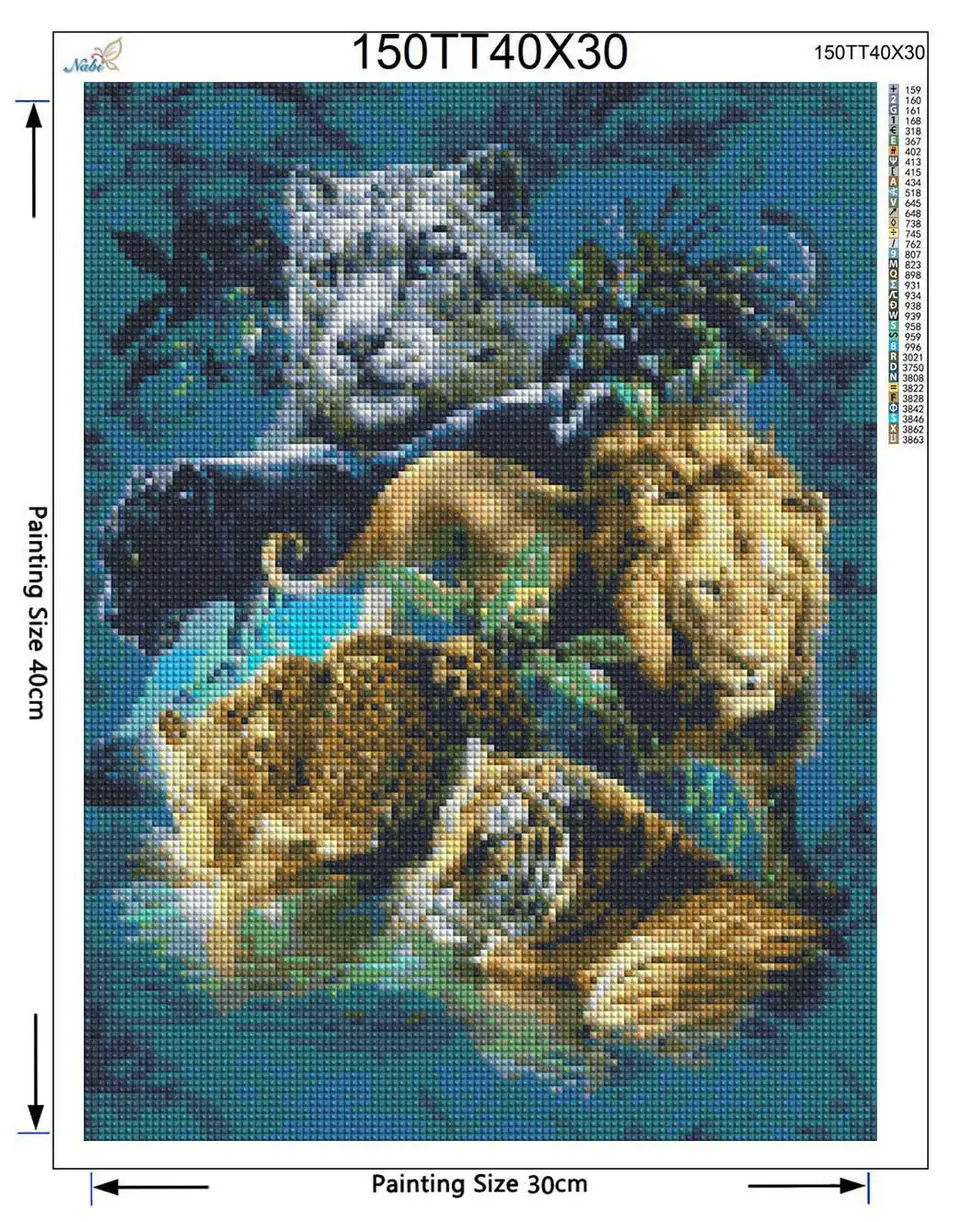 Полностью 5D Diy Daimond картина "Лев и тигр и леопард" 3D алмазная живопись круглые стразы Алмазная вышивка
