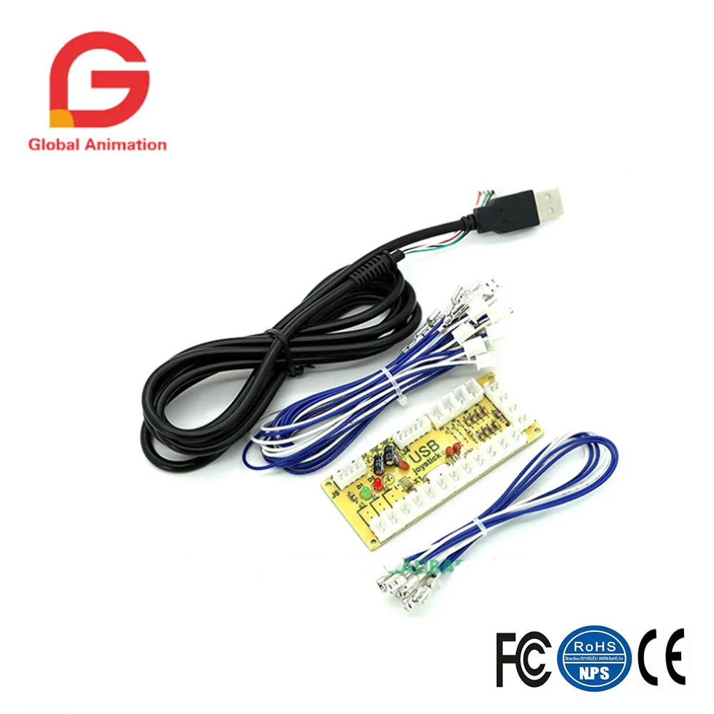 

DIY American style joystick push button micro switch PC USB encoder 1 player/2 player