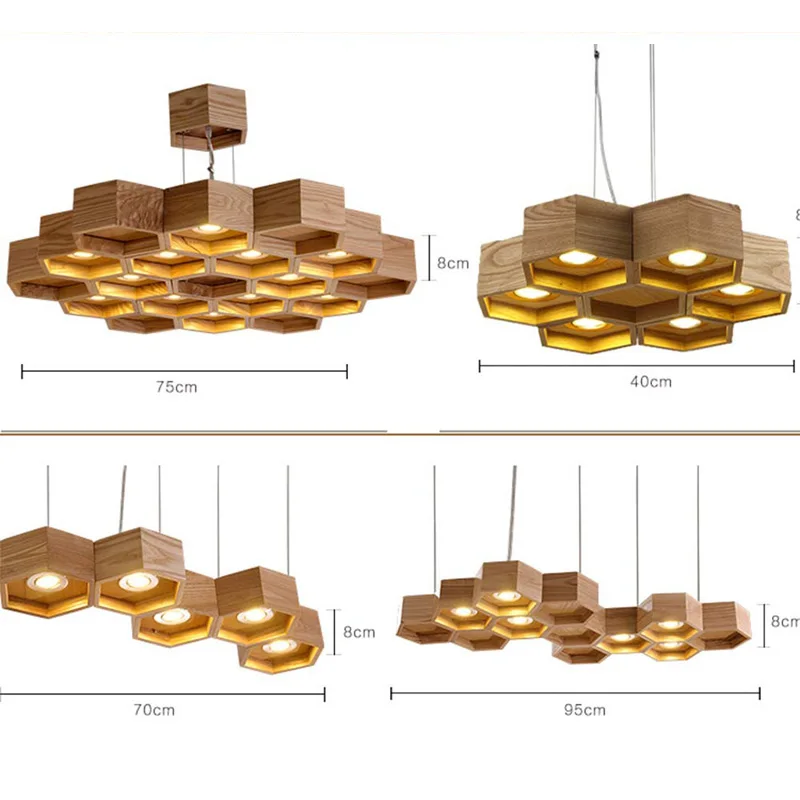 Бесплатная доставка новейший дизайн в виде улей деревянный кулон освещение со