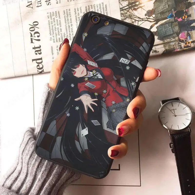 Уникальный роскошный силиконовый чехол Kakegurui для телефона iphone 8 8plus 7 7plus 6 6plus 5 5s XR
