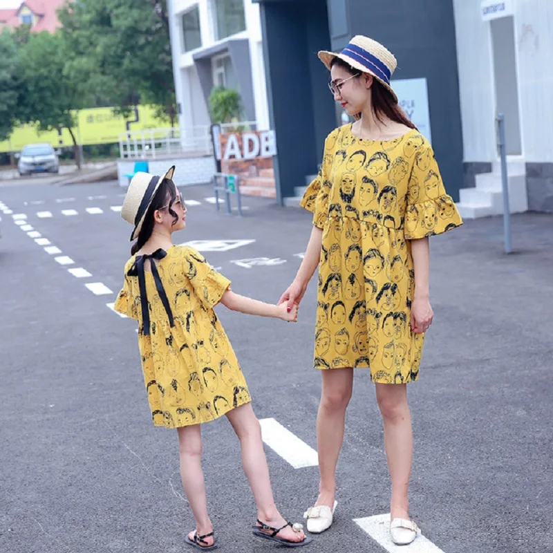 2019 летнее платье для девочек семейный образ платья мамы и дочки одинаковые