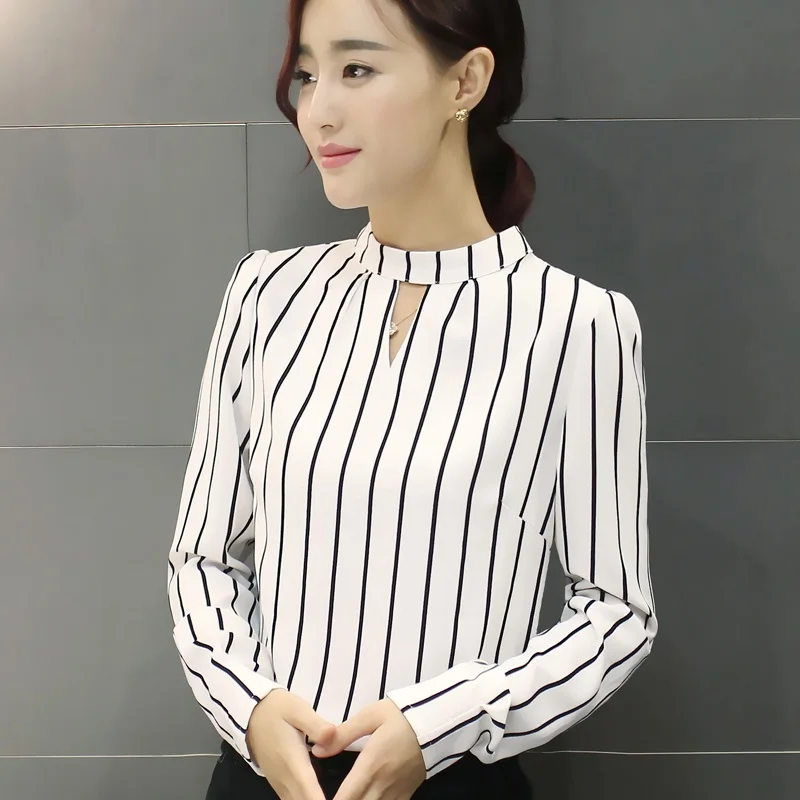 2019 с длинными рукавами Женская Полосатая Весенняя Новая модная женская блузка