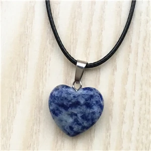 Sodalite Супер Скидка, модные подвески и ожерелья в виде сердца из натурального красного агата малахитового Тигрового Глаза для женщин, мужчин и детей, 1 шт - Окраска металла: Sodalite