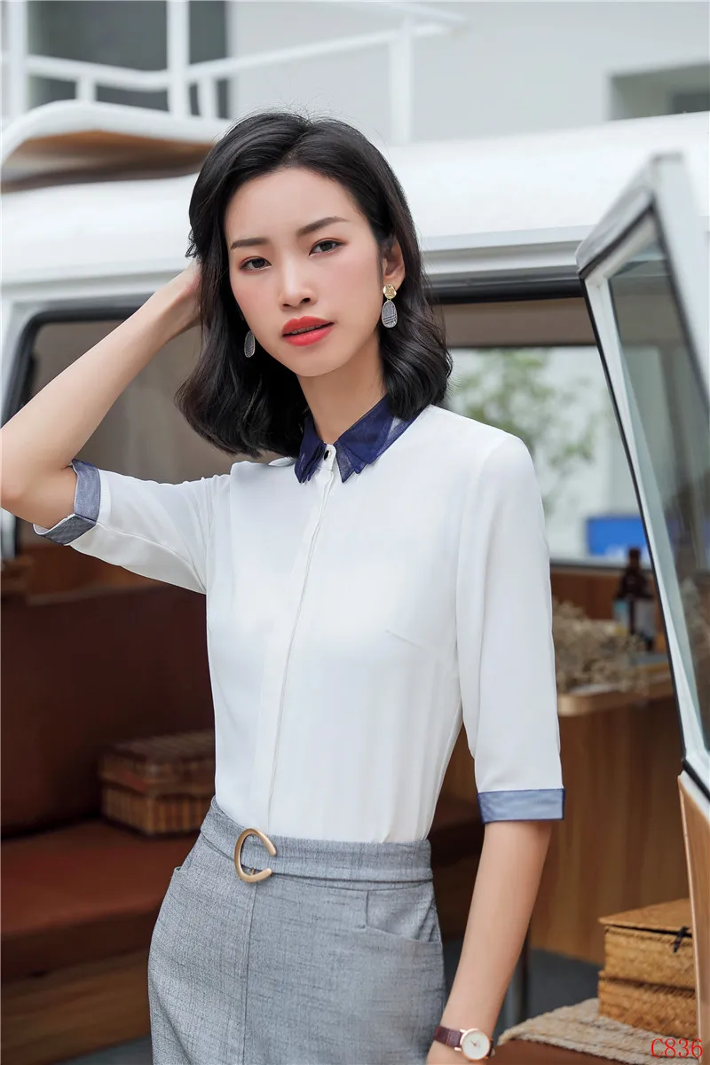 Женские блузки небесно-голубого цвета Женский деловой костюм комплект из 2