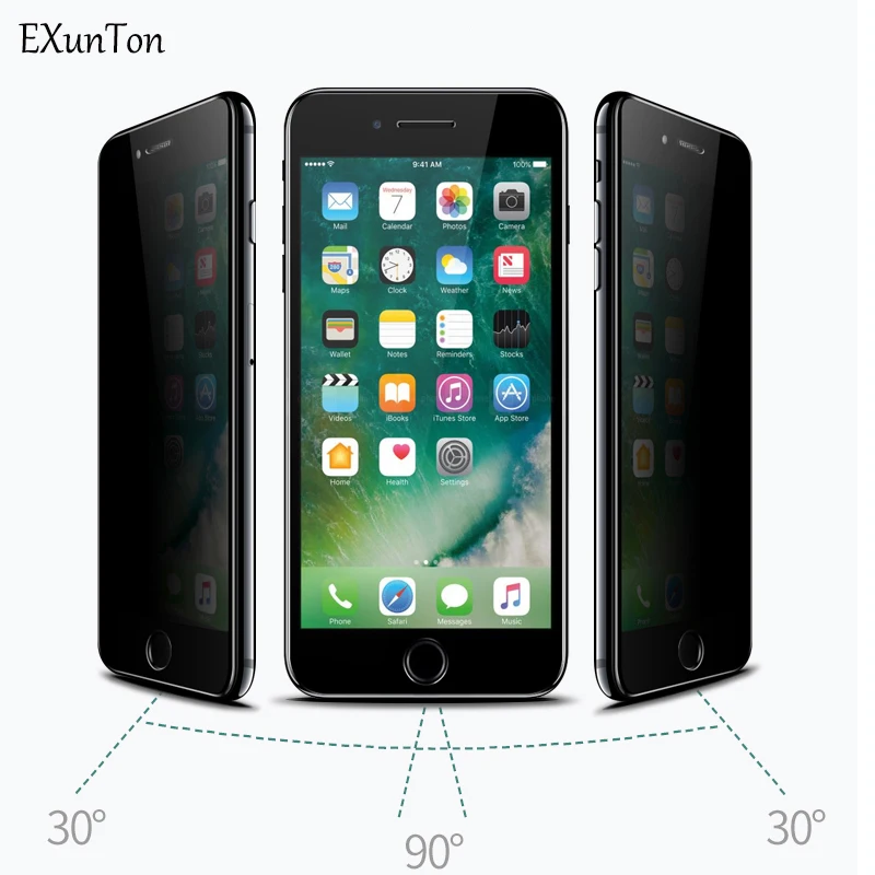 Закаленное стекло EXUNTON для Apple iPhone 7 6 6S закаленное защиты экрана от шпионов X 8