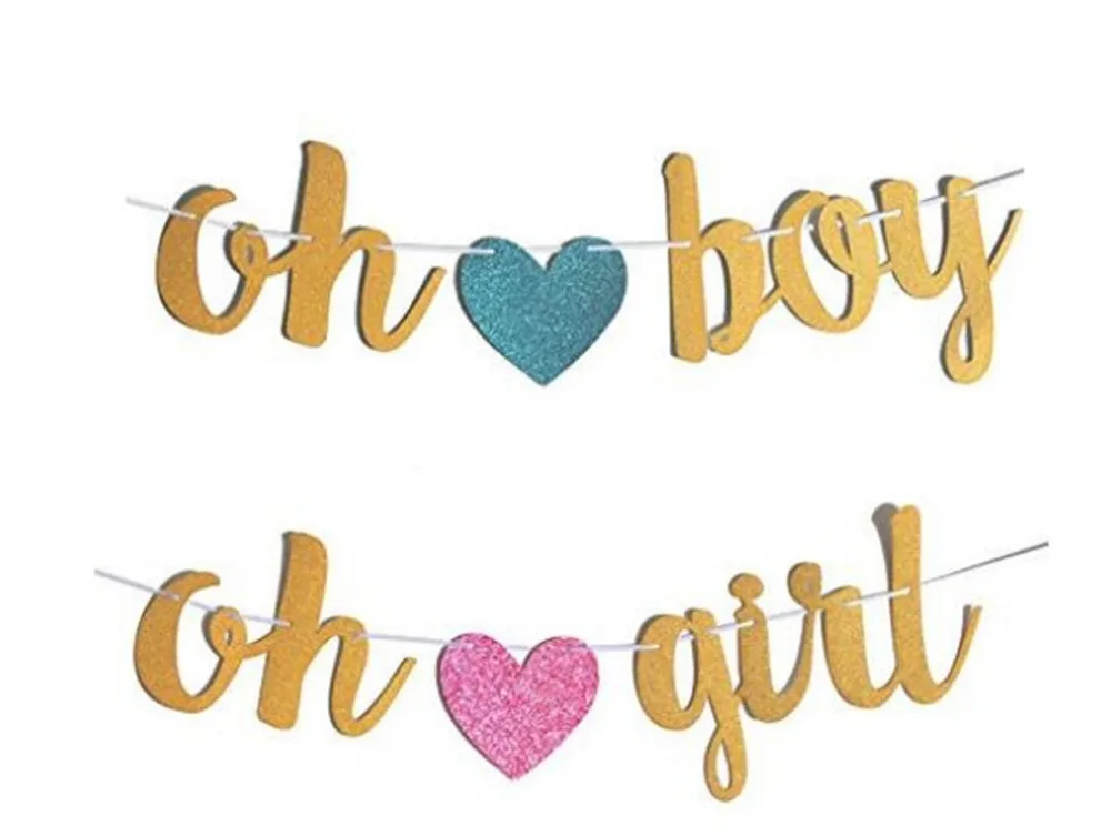 Большой Золотой блестящий баннер Oh Baby/Boy/Girl для вечеринки Baby Shower украшения