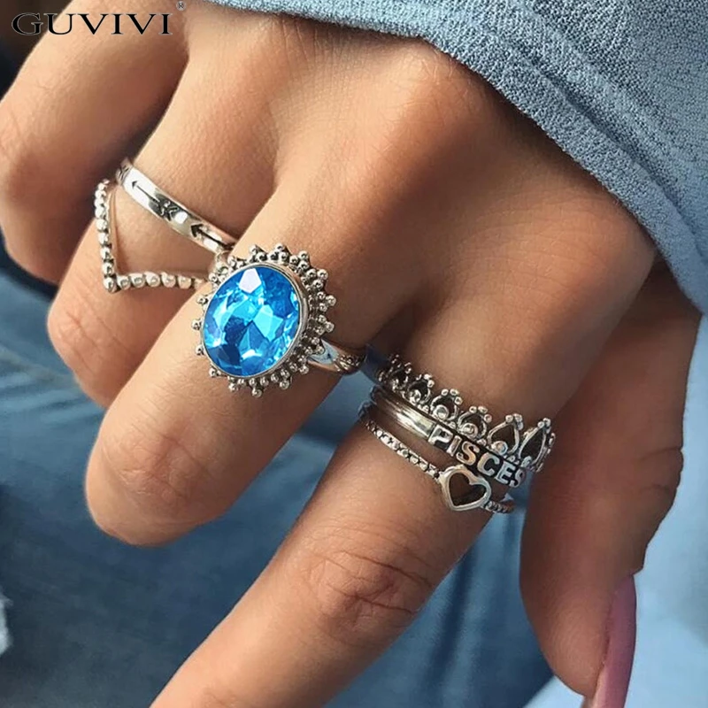 Модные кольца 6 шт./компл. цвета морской синий для женщин модные массивные