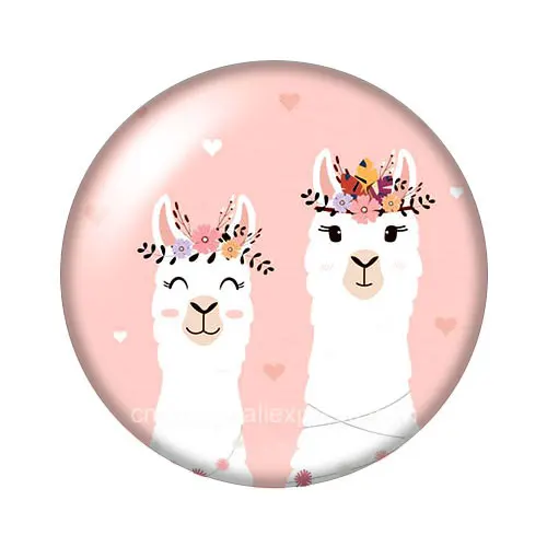Мультфильм без prob llama Альпака 10 шт Смешанные 12 мм/16 мм/18 мм/25 мм круглые фото стекло кабошон демонстрация с плоской задней частью делая результаты - Цвет: ZB1044-B