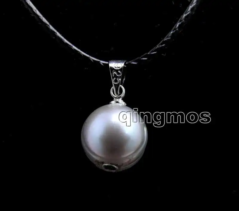 

Big 10-11mm Potato Gray Natural Freshwater Pearl Pendant & Free 17-18" cord necklace-nec6355