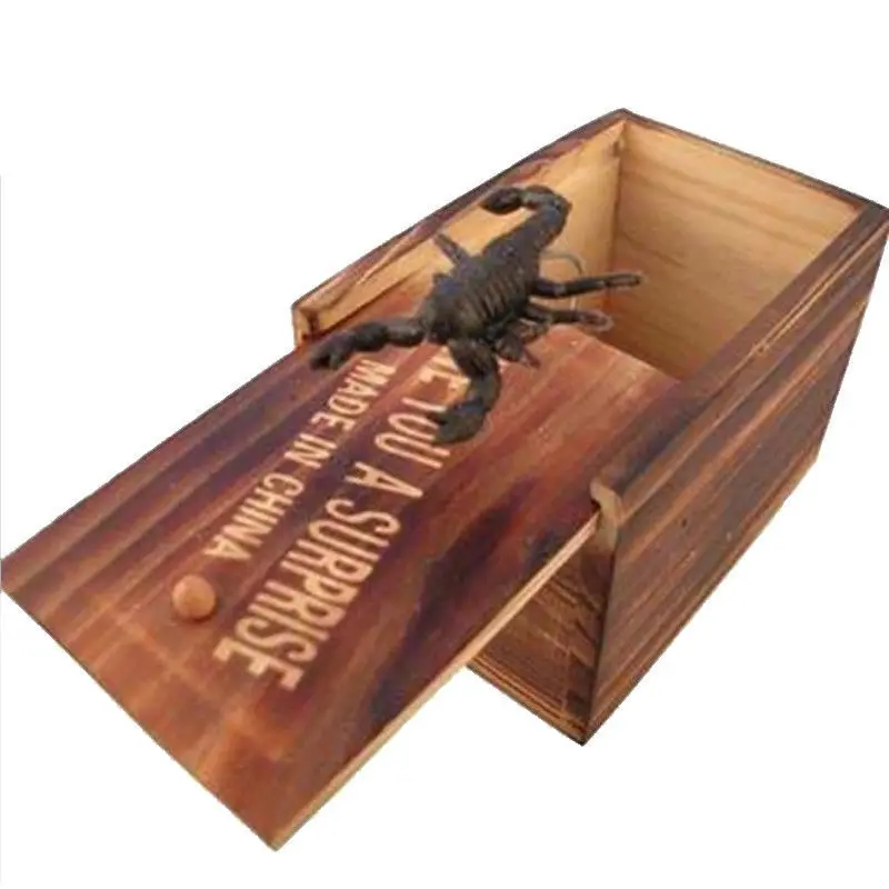 Деревянный шалость паук Scare Box скрытая в случае трюк играть шутка ужас коробка