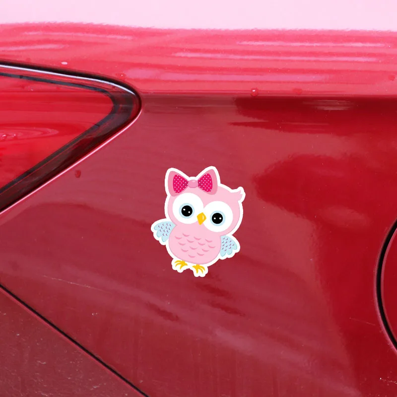 

YJZT 11.6CM*14.3CM Cute Owl Girl With A Bow PVC Decoration Car Sticker 11-01289