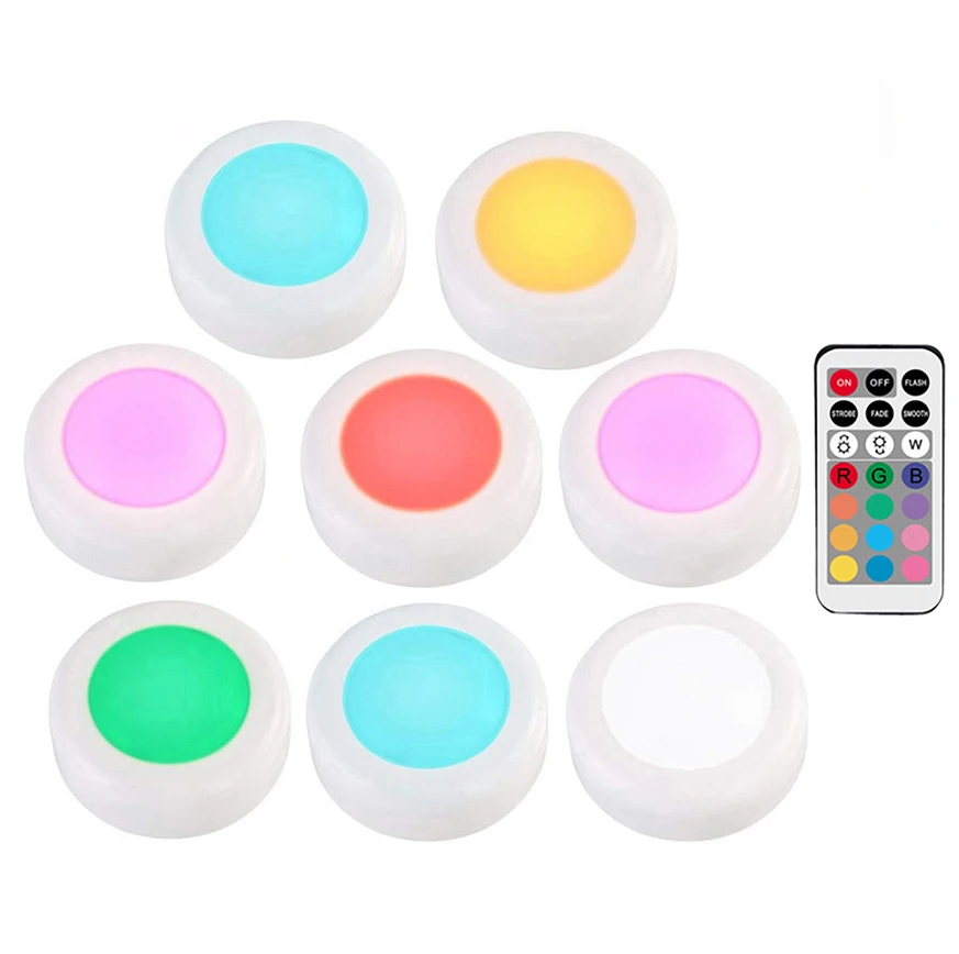8 lamp 1 controller RGB 12 цветов под шкаф светильник с регулируемой яркостью светодиодный шайба светильник s беспроводной вниз светильник Точечный светильник s светодиодный кухонный шкаф светильник ing - Цвет: 8 lamp 1 controller