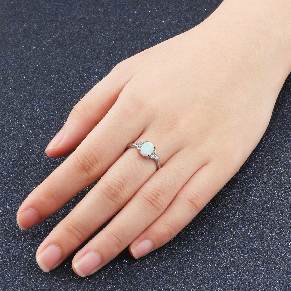 

Top Quality Fine Jewelry 925 Sterling Silver AAA Zirconia & Opal Rings For Women Luxury Engagement Wedding Jewelry Gifts