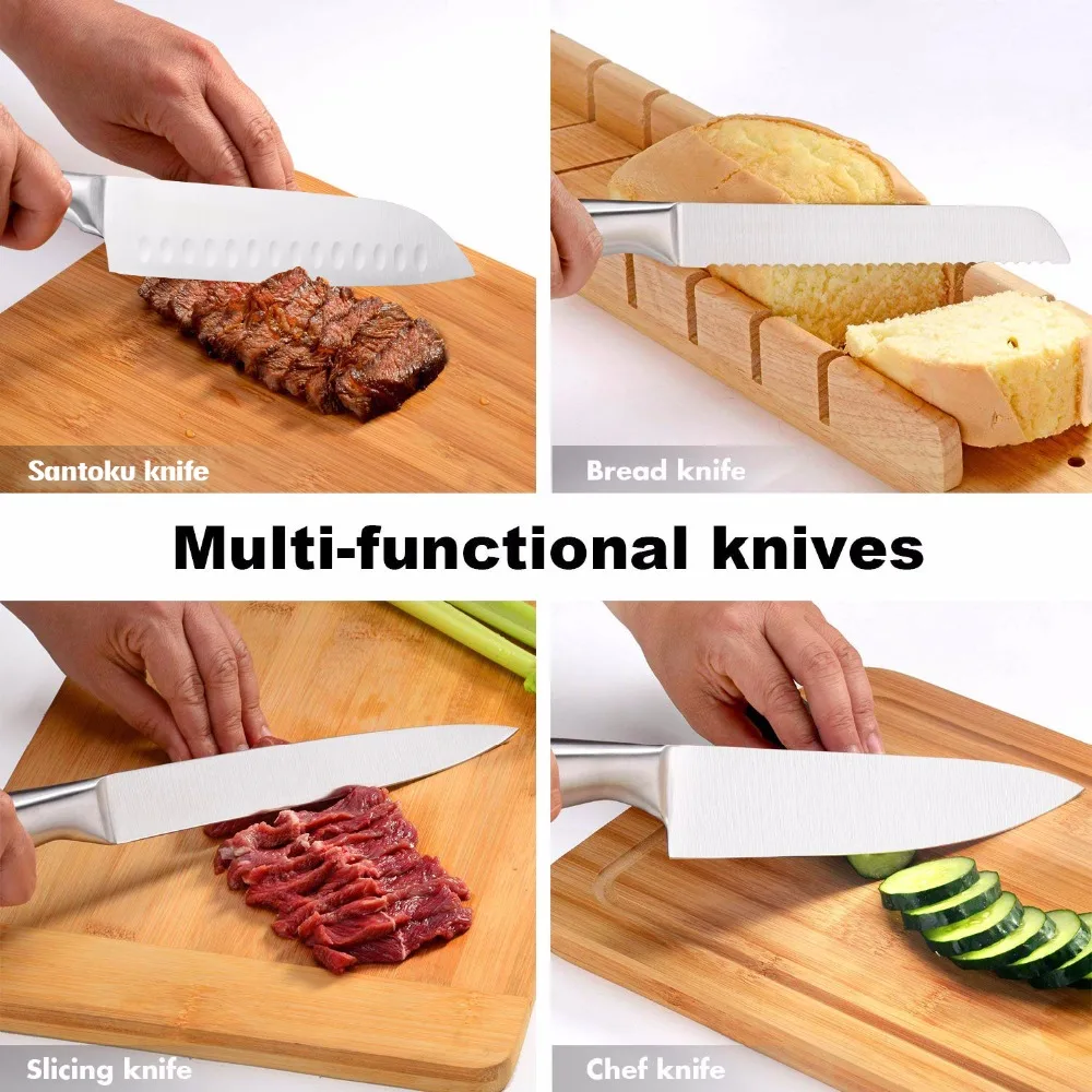 XYj Kitchen Stainless Steel Knives Cutter Covers Tools Fruit Utility Santoku Chef Slicing Bread Boning Knife Accessories | Дом и сад