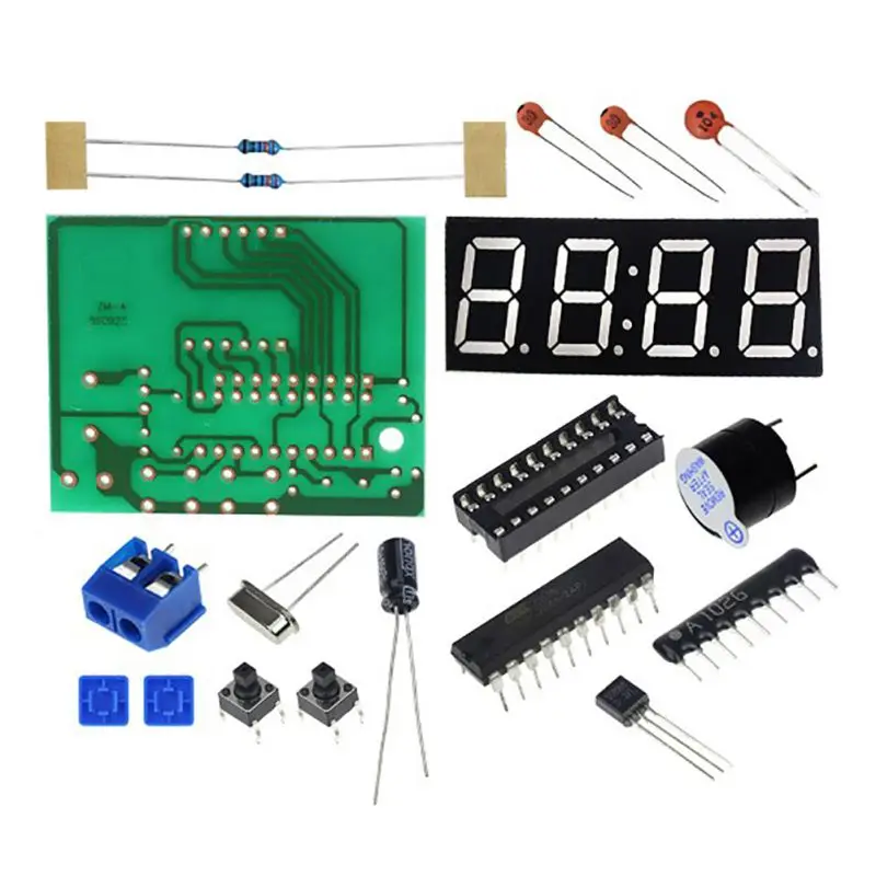 Цифровые часы DIY Kit компактный 4-цифра DIY светодиодный электронный комплект производство Запчасти часы время микроконтроллера Дисплей