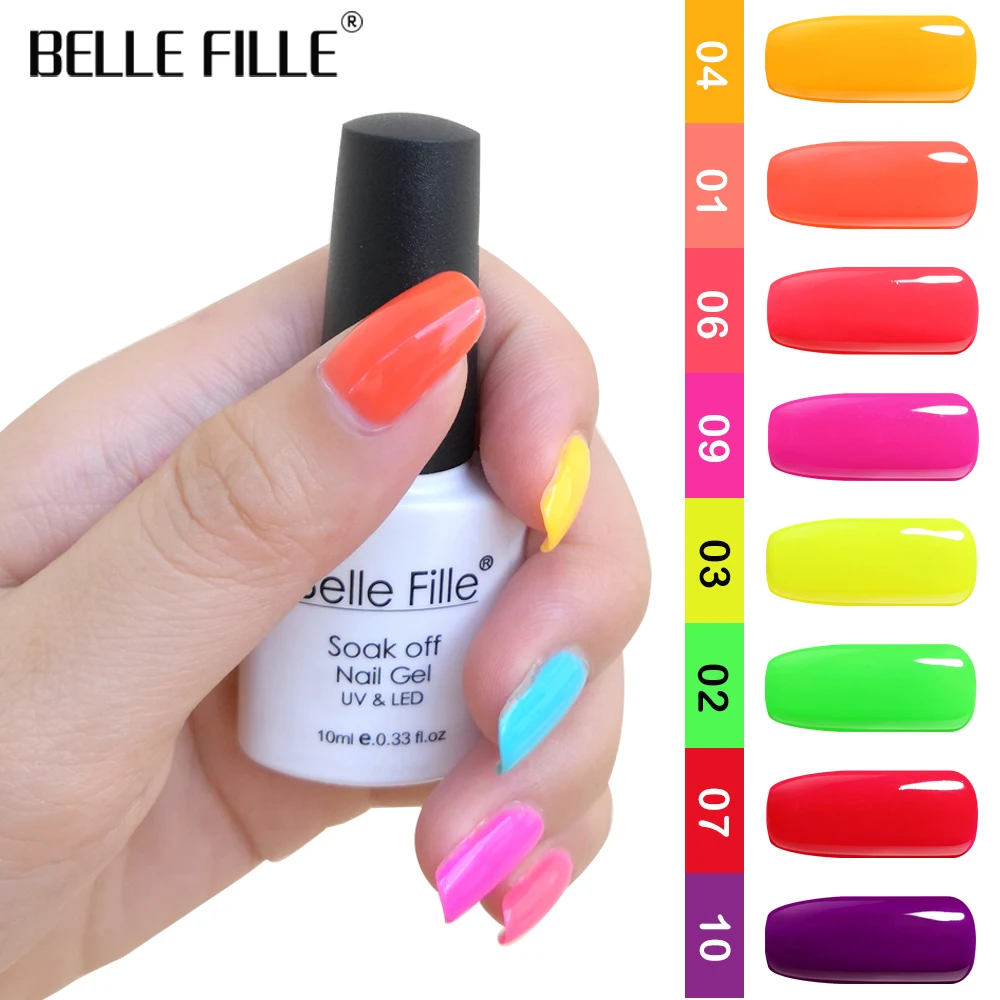 BELLE FILLE 10 мл неоновый цвет серии 3 шт./лот УФ-гель для ногтей замочить от гель-лака