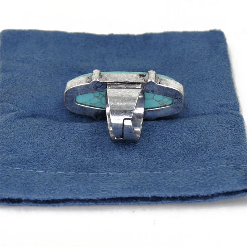 Регулируемое кольцо FishSheep овальная форма синий камень античное