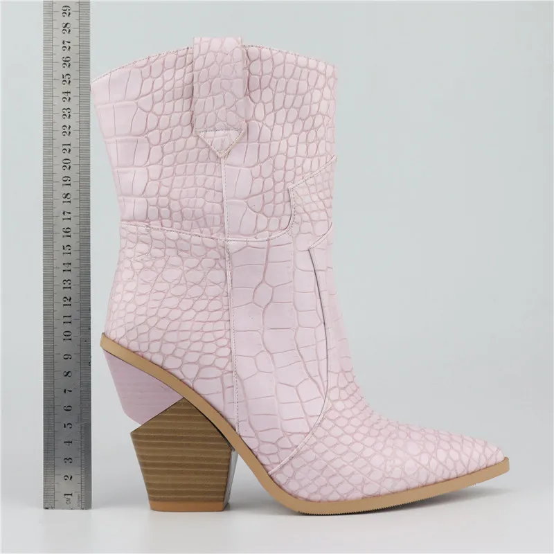 Женские ковбойские ботинки Odetina до середины икры на высоком каблуке с острым