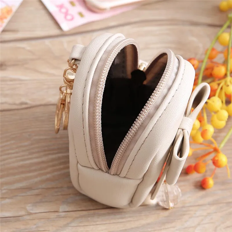 Сумка для ключей с бантом на молнии из искусственной кожи Женская мини-сумка