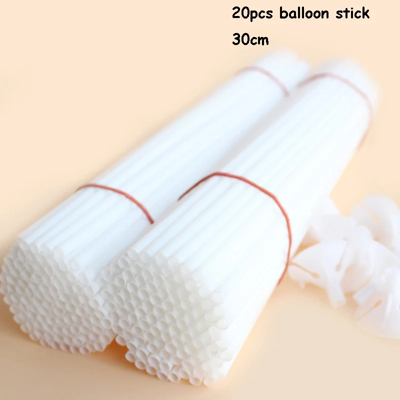 20pcs balloon stick 7/10 трубка Шар Стенд день рождения набор воздушных шаров держатель палочки Свадебный декор балон шарики на день рождения вечерние украшения дети баллон - Цвет: 20pcs balloon stick