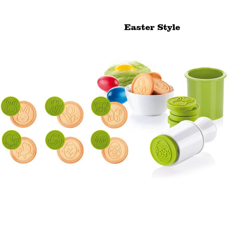 Easter Style 6 шт./компл. силиконовый штемпель для печенья Рождественская елка печенье резак животные геометрическая форма формы выпечки BPA бесплатно - Цвет: Easter Style