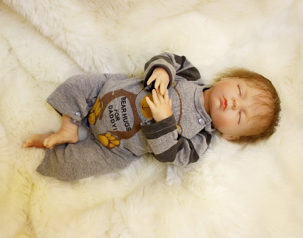 Кукла новорожденная силиконовая мягкая игрушка 18 дюймов с тканевым телом