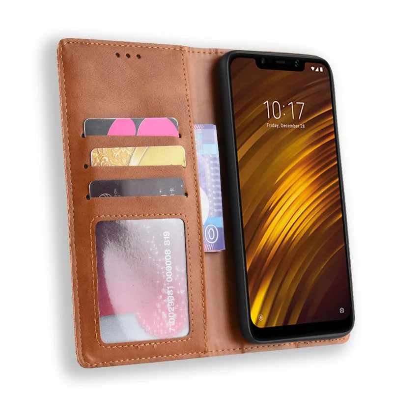 Xiaomi POCOPHONE F1 Магнитный кожаный чехол кошелек global POCO слот для карт откидной Чехол