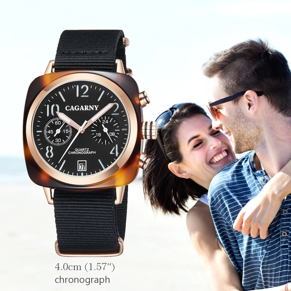 

Vintage Square Watch Women Waterproof Date Chronograph Ladies Sports Watches Canvas Band Unisex Men Fashion Quartz Wristwatches