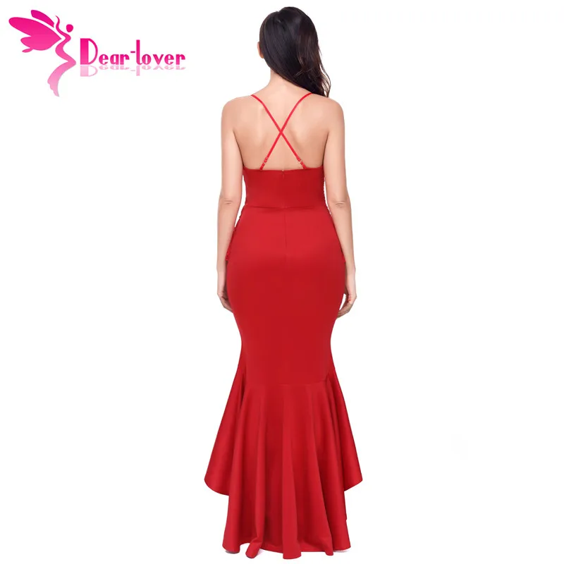 Женское платье Русалка на тонких бретельках Dear Lover черное красное с
