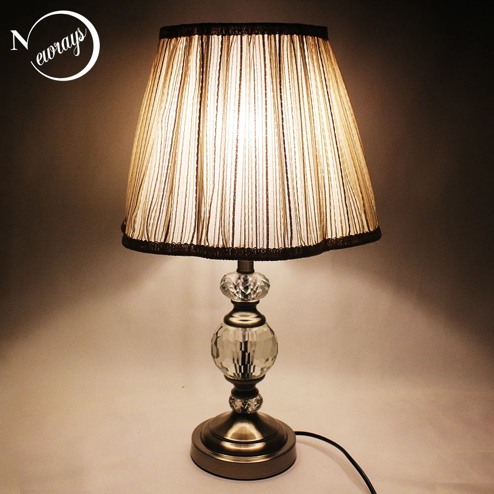 

Modern novelty fabric crystal desk light vintage E27 LED 220V bright bureau lamp for Reading bedside home restaurant office cafe