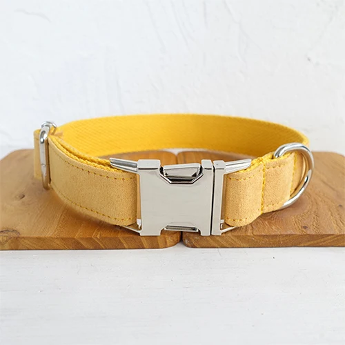 Dog Collar MUTTCO Выгравированный металлический ошейник с пряжкой для собак, желтый персонализированный ошейник для собак с идентификационной биркой, 5 размеров, табличка с именами, защита от потери, поставка для домашних животных UDC077 - Цвет: Dog Collar