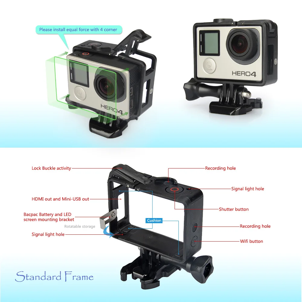 Защитный чехол KingMa для GoPro аксессуары с двойной расширенной рамкой +