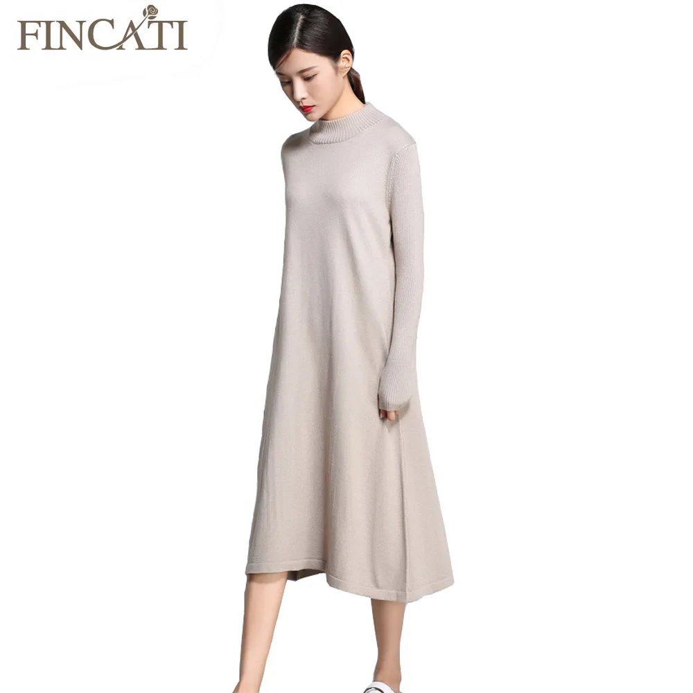 Женское кашемировое платье-свитер повседневное Длинное свободное платье с