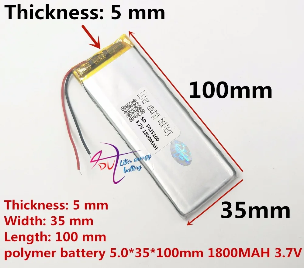 

best battery brand 3.7V polymer lithium battery 5035100 0535100 MP5 MP4 digital products 1800MAH