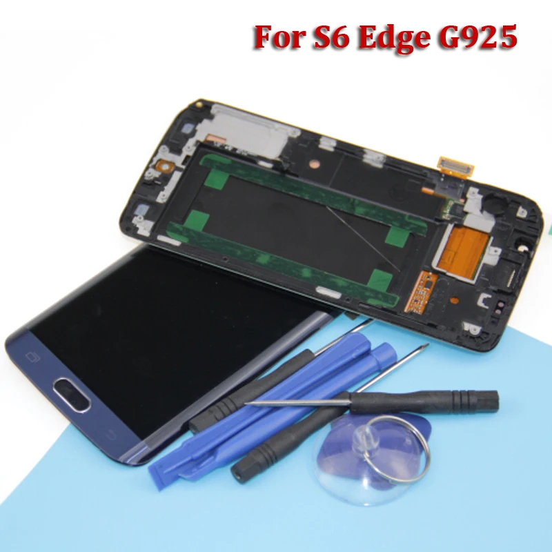 G925 lcd с рамкой для SAMSUNG Galaxy S6 edge G925I G925F SUPER AMOLED дисплей кодирующий преобразователь