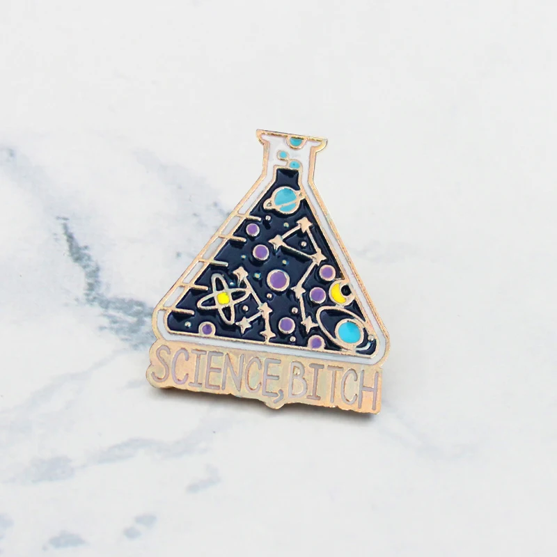 Мультяшная эмалированная брошь научная сука для Химического Эксперимента