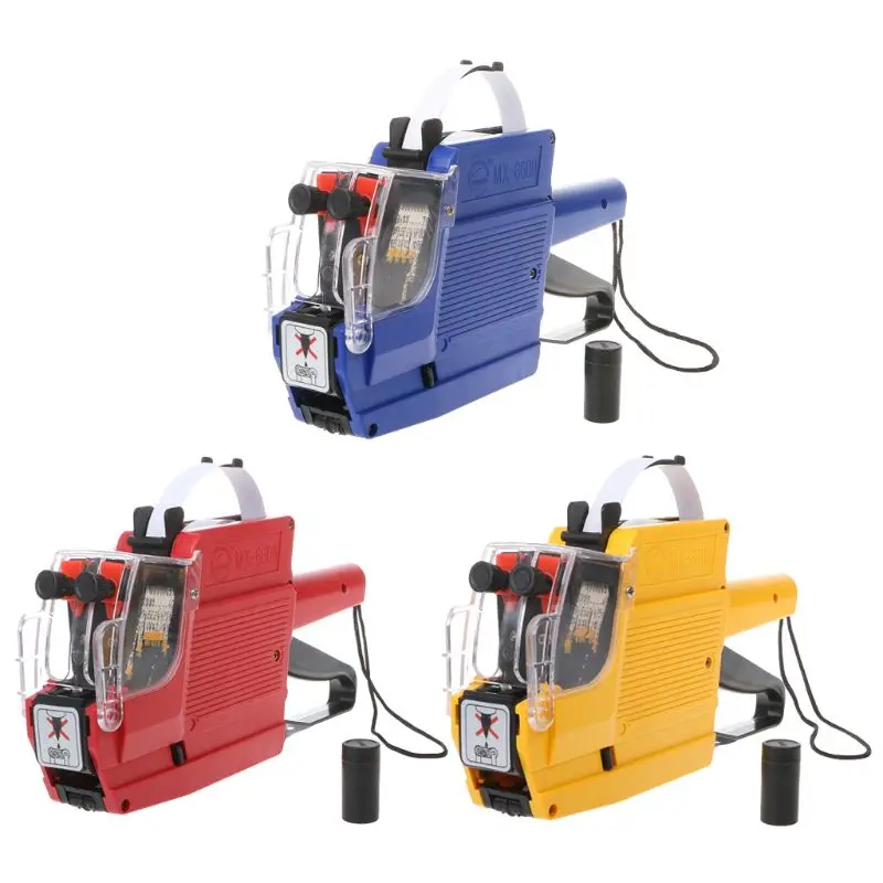 

1Set MX-6600 10 Digits Two-line Labeller Price Tag Gun Label 2 Lines For Retail Store Pricing Tag Display Tool+Ink Roller New
