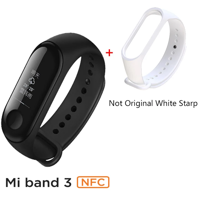 white Xiaomi Mi band 3 NFC версия 0,7" OLED большой сенсорный экран новые умные браслеты браслет - Цвет: white