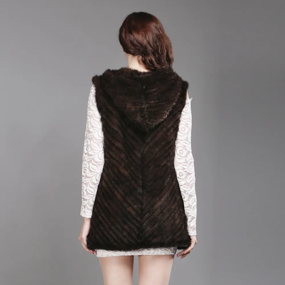 Новинка 2021 Модный женский жилет из натурального меха норки с капюшоном Женское