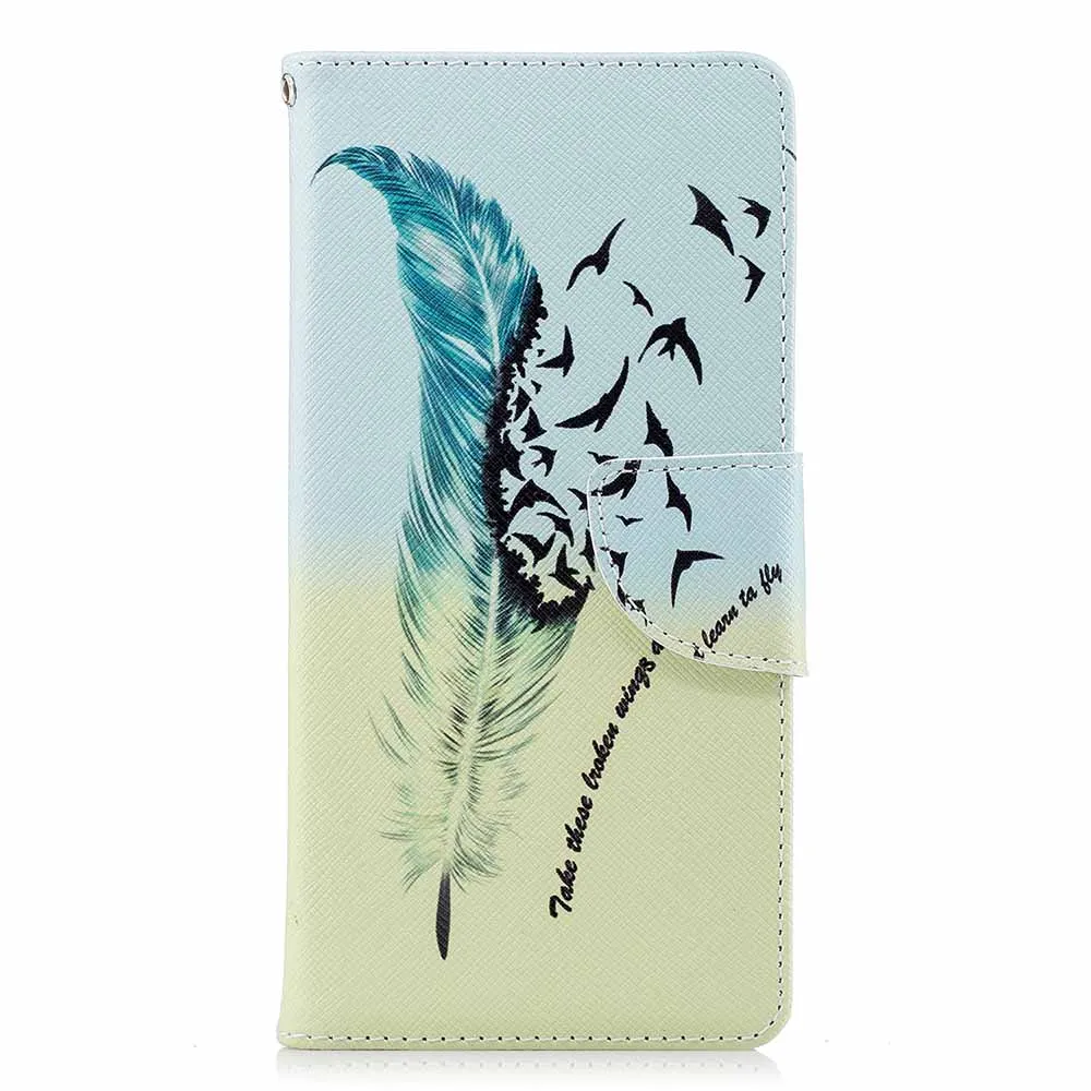 Feathers and Birds Бумажник с отделением для карт и рисунком с откидной крышкой для samsung Galaxy J4 J6 A6 A7 A8 плюс A3 A5 A310 A510 A320 A520 A720 J330 J530 J730 крышка L116 - Цвет: Feathers and Birds