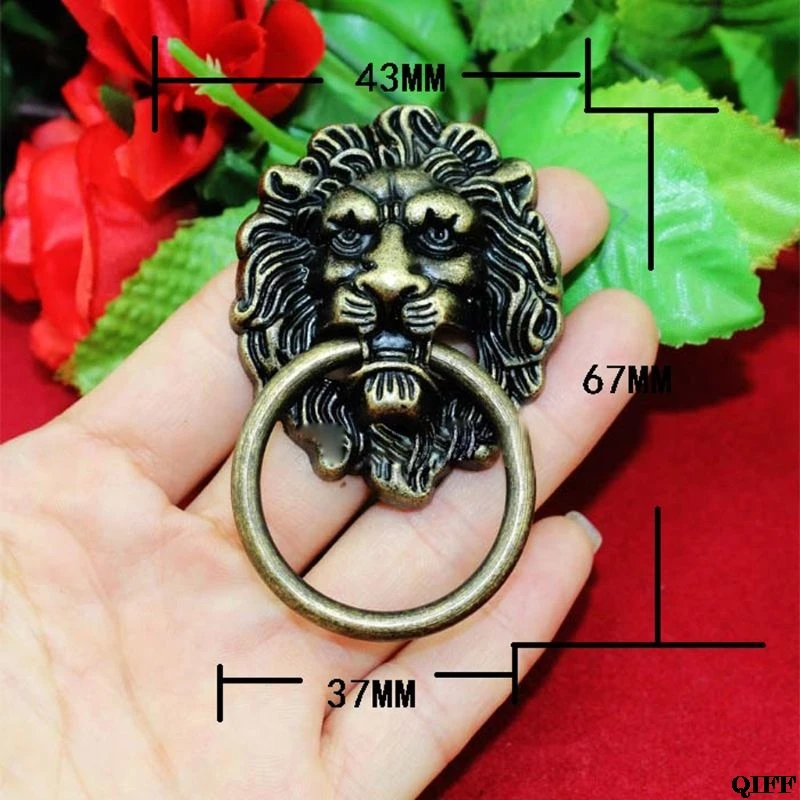 Antique Bronze Lion Head Pulls for Dresser Drawer Cabinet Door Handles Knobs Jun20