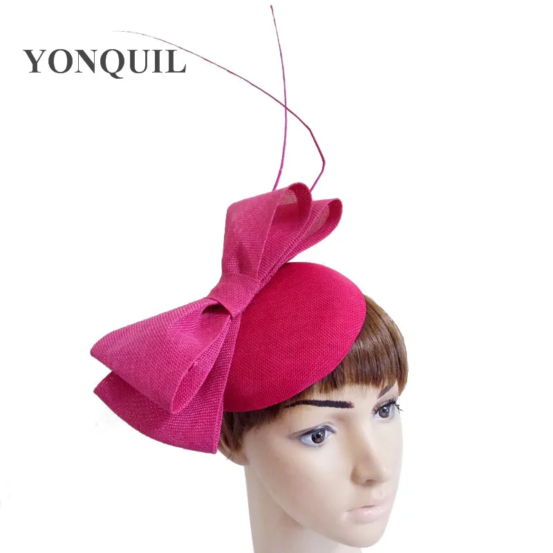 Vintage Dark Peach Fascinator With Ostrich Pole Imitation Sinamay Fascinators Wedding Hair Accessories Occasion Clips Hats |