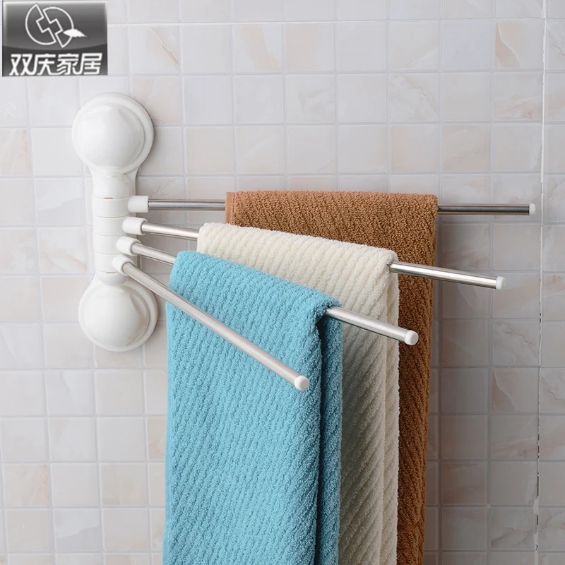 strong suction cup towel rack stainless steel bathroom rod swivel | Обустройство дома