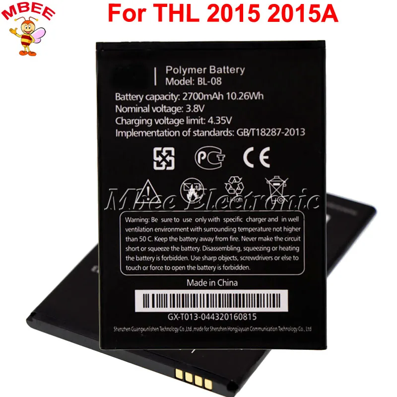

2PCS/LOT 2700mAh BL-08 For THL 2015 Battery for THL 2015A Batterie Bateria Batterij Accumulator AKKU